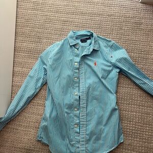 Ralph Lauren Blue Striped Button-Up Shirt